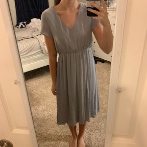 Grey Midi Chiffon Dress